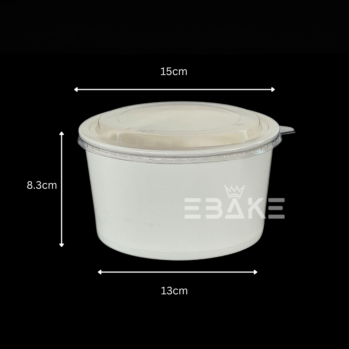 Round Disposable Kraft Paper Containers With Lid (Set of 5) White 1000 ml