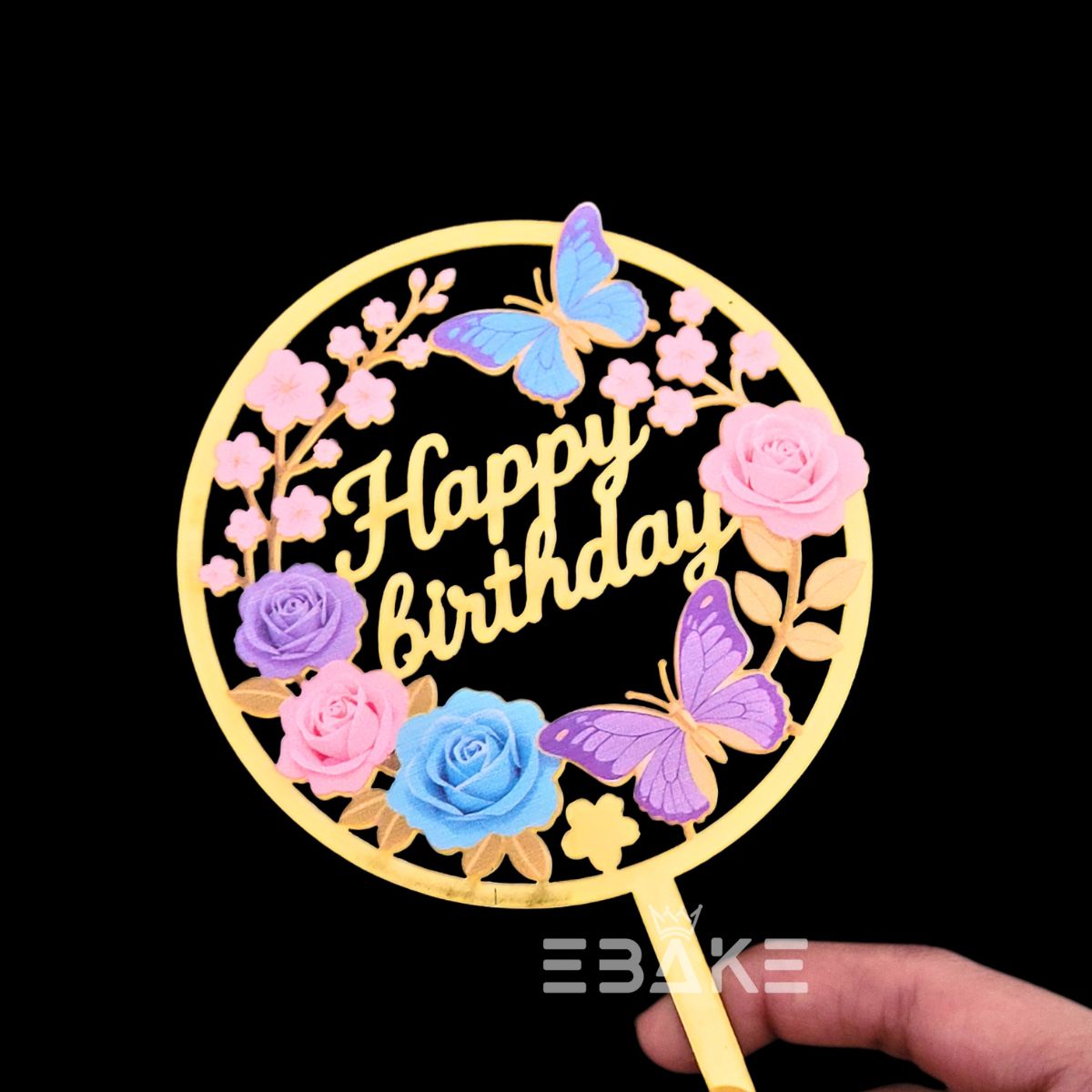 Happy Birthday Graphic Acrylic Cake Topper