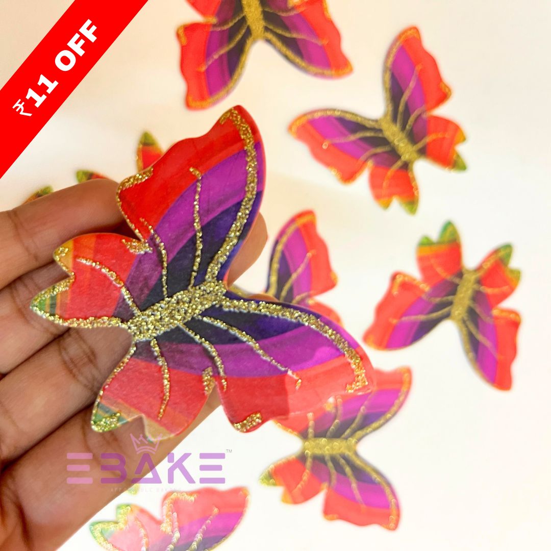 Paper Butterflies With Gold Glitter Foldable (Set of 10 Pieces)