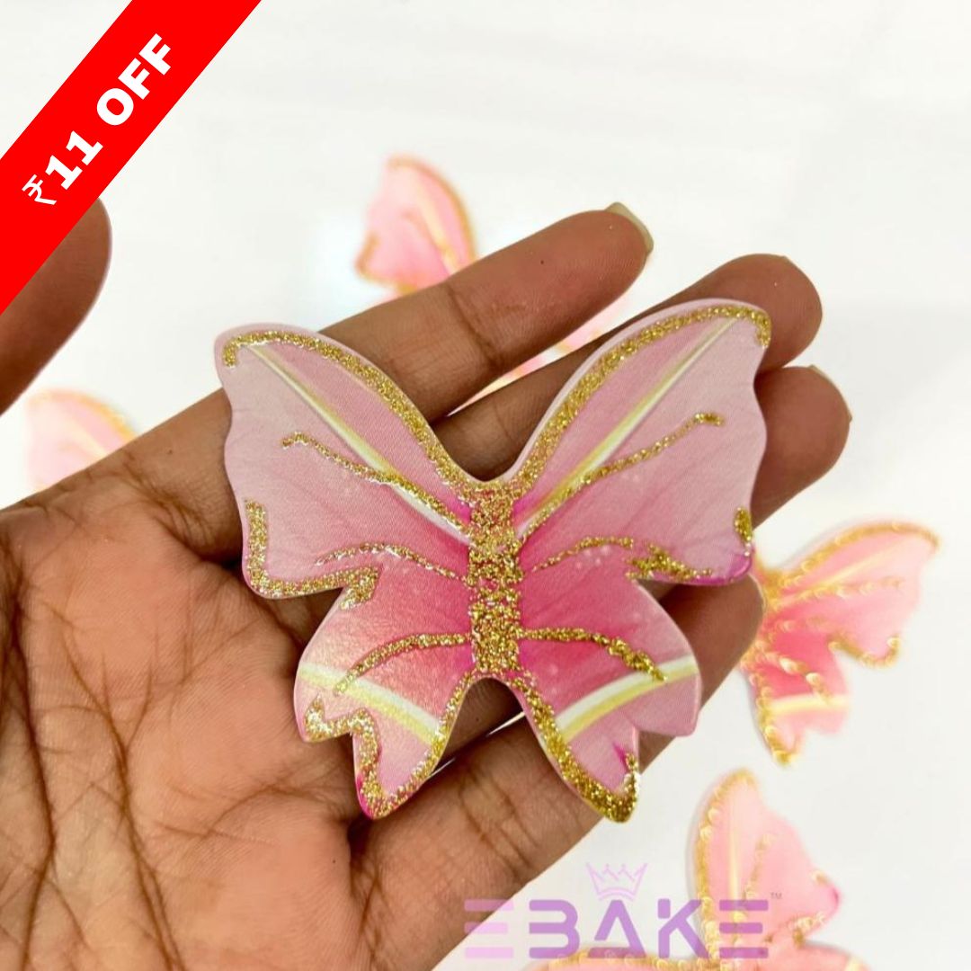 Paper Butterflies With Gold Glitter Foldable (Set of 10 Pieces)
