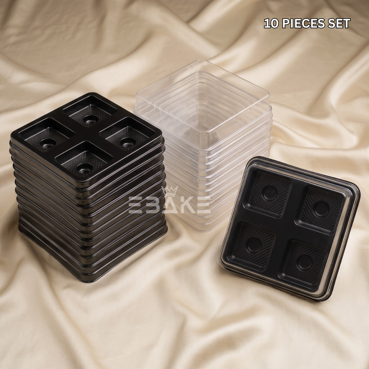 Premium 4 Cavity Brownie & Dessert Box with Clear Lid
