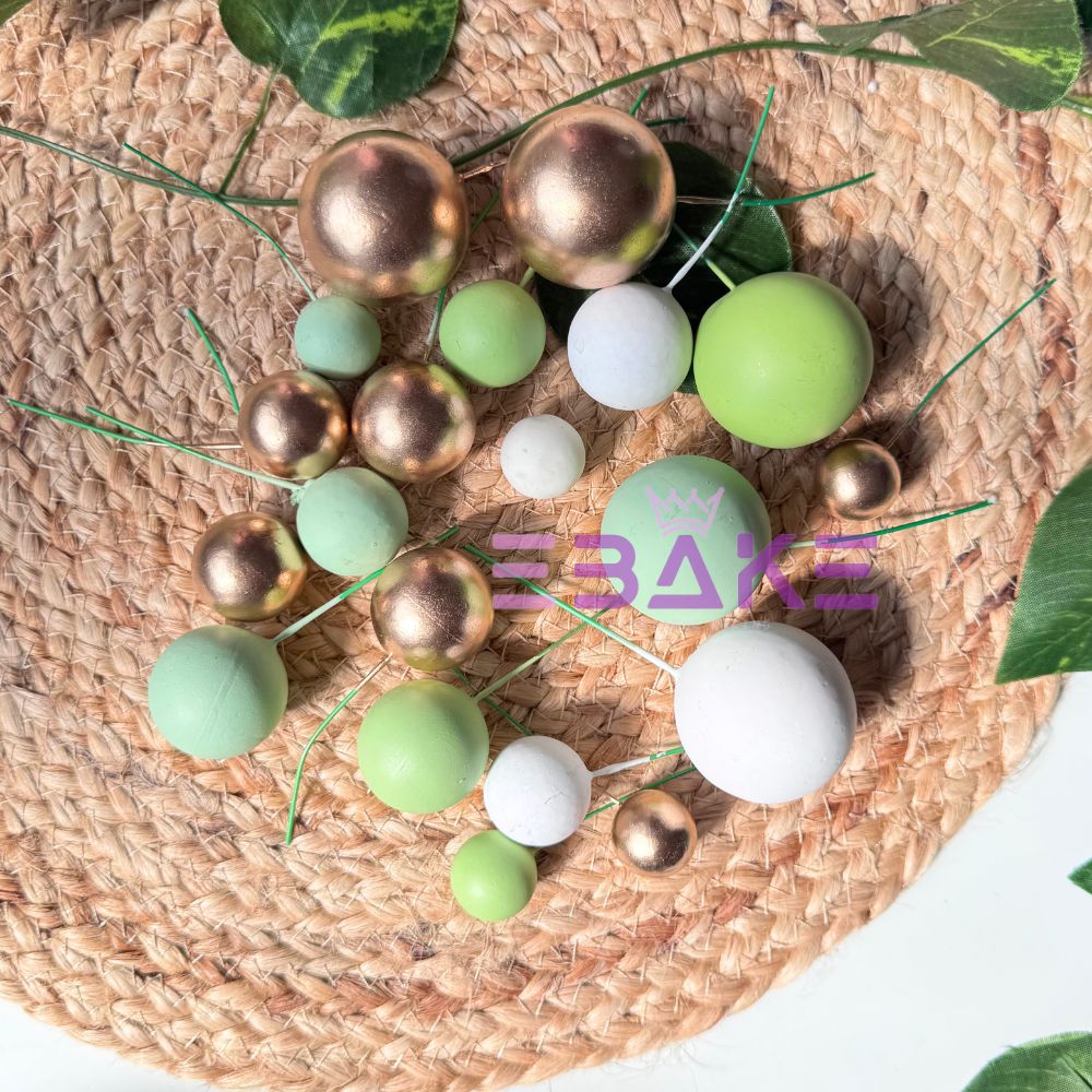 Green Mix Faux Balls- Set Of 20 Pieces
