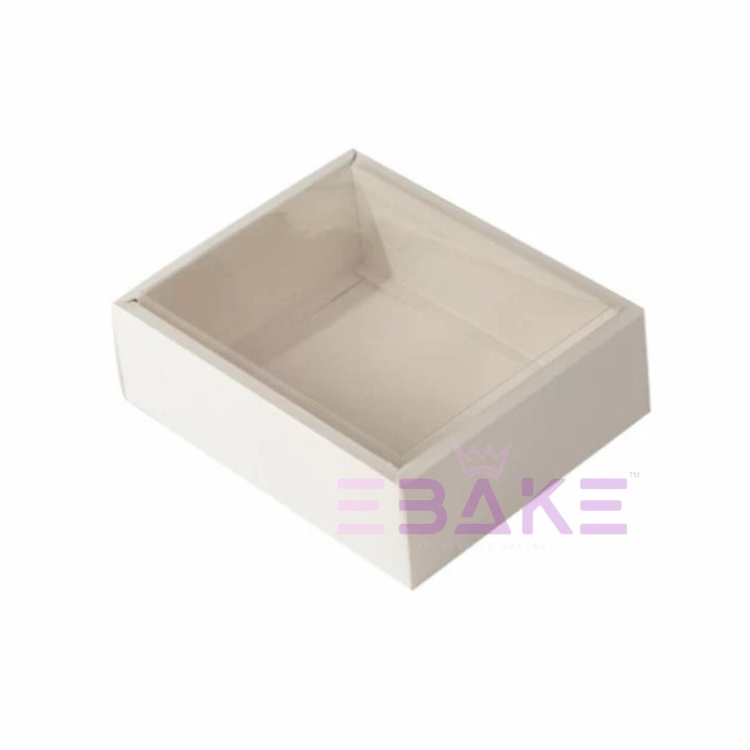 White Hamper Box With Transparent Lid (Set of 2)10*8*3