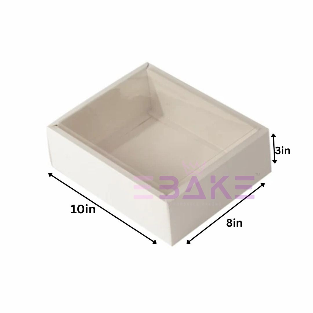 White Hamper Box With Transparent Lid (Set of 2)10*8*3