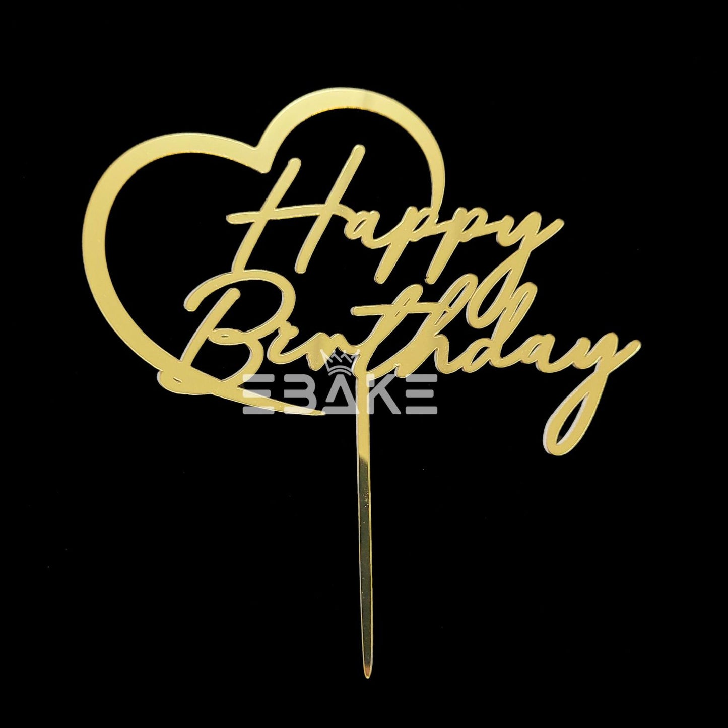 Happy Birthday Cake Topper Golden