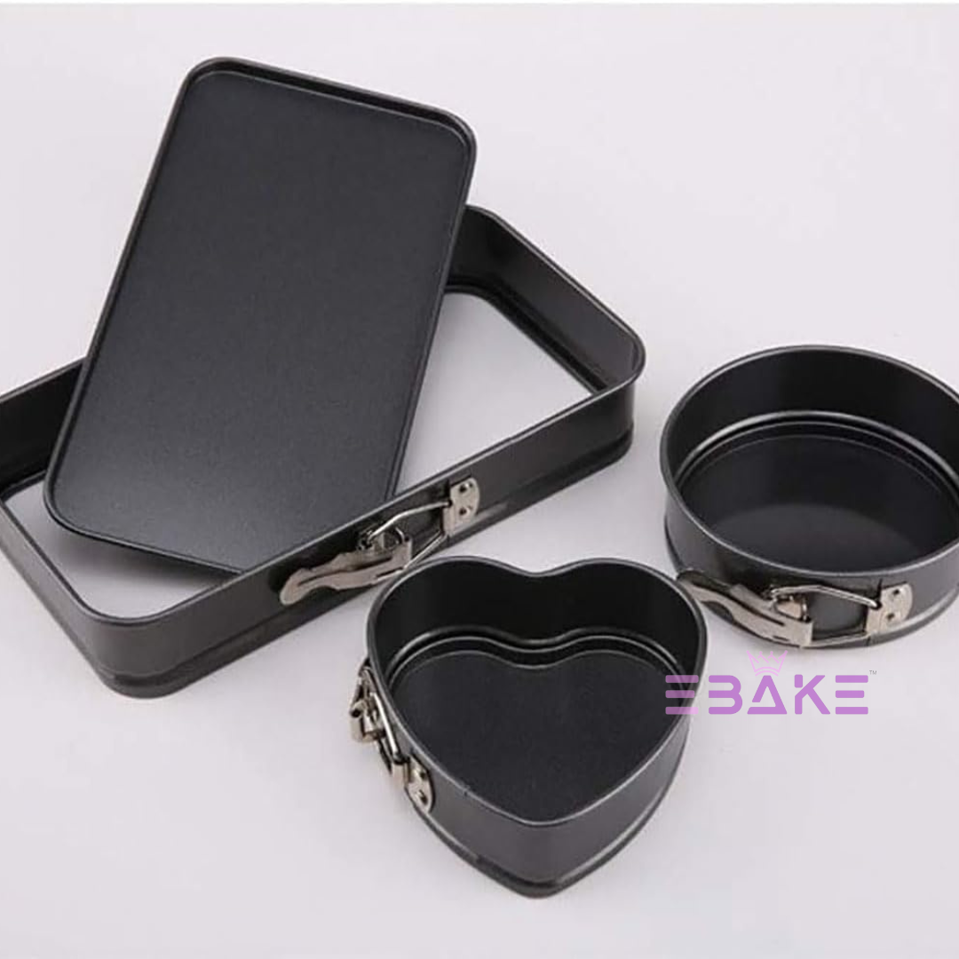 Springform Pan Heart, Round & Rectangle (3 Pieces Set)