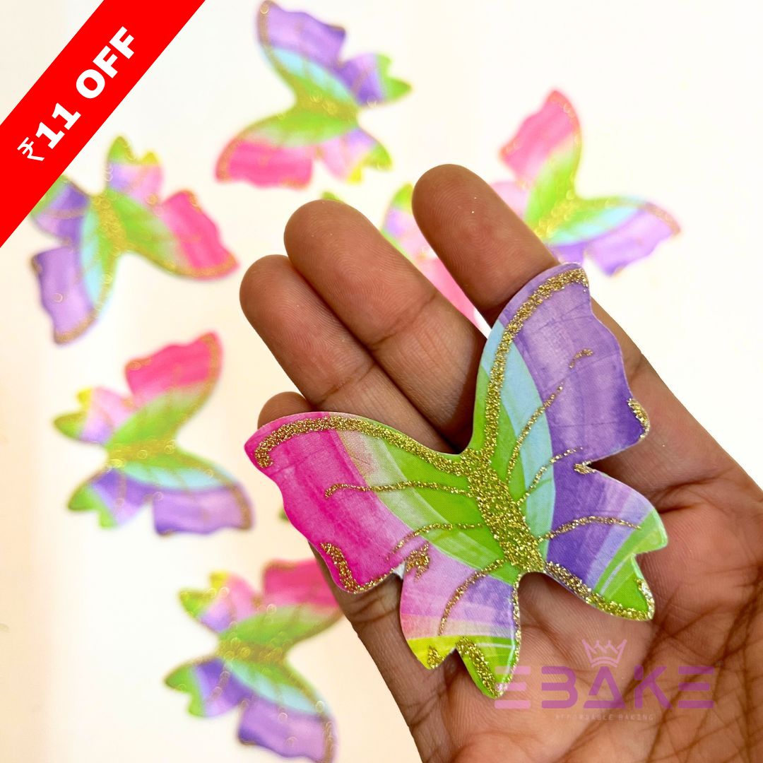 Paper Butterflies With Gold Glitter Foldable (Set of 10 Pieces)
