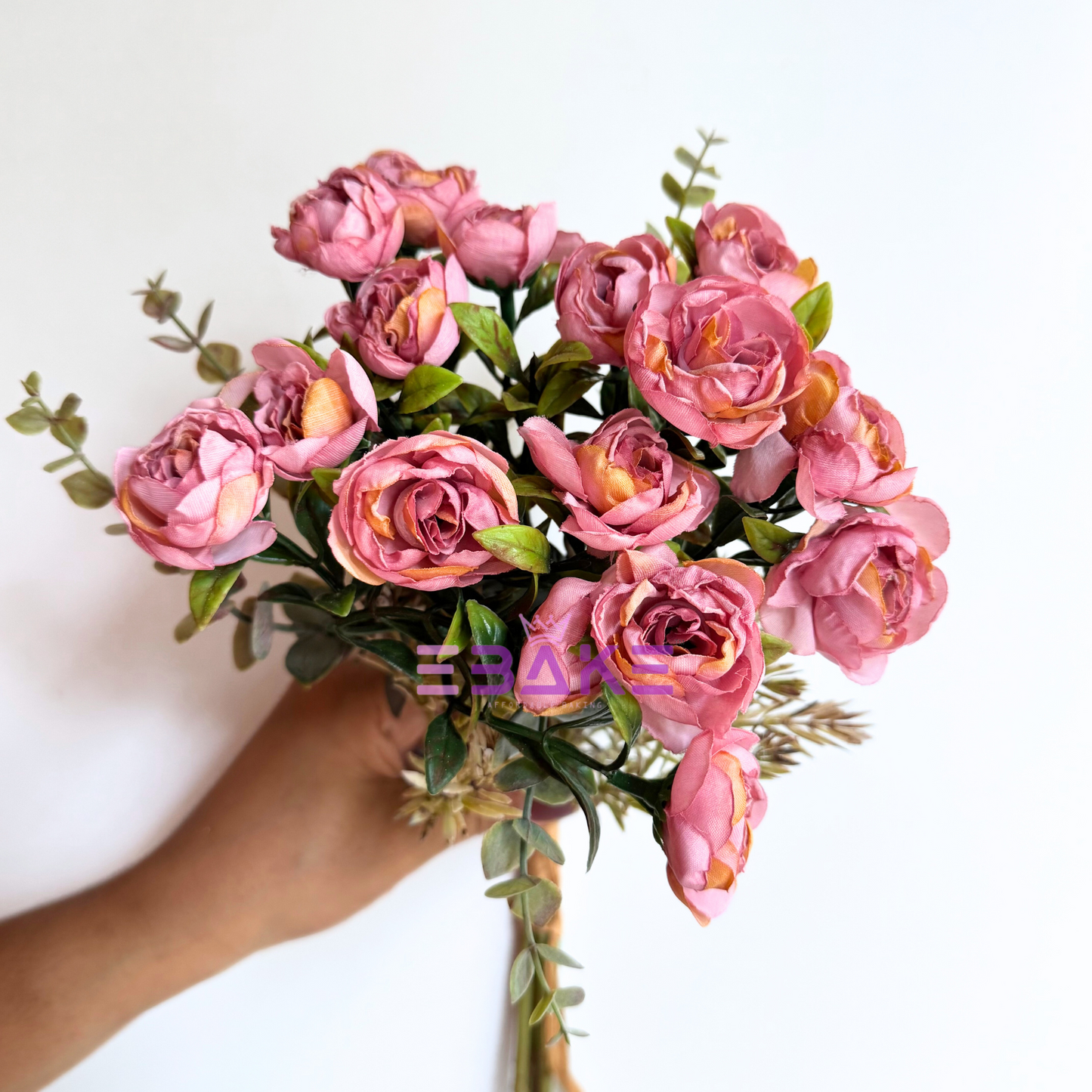 A1485 Premium Dried Finish Camelia Bunch - Deep Blush