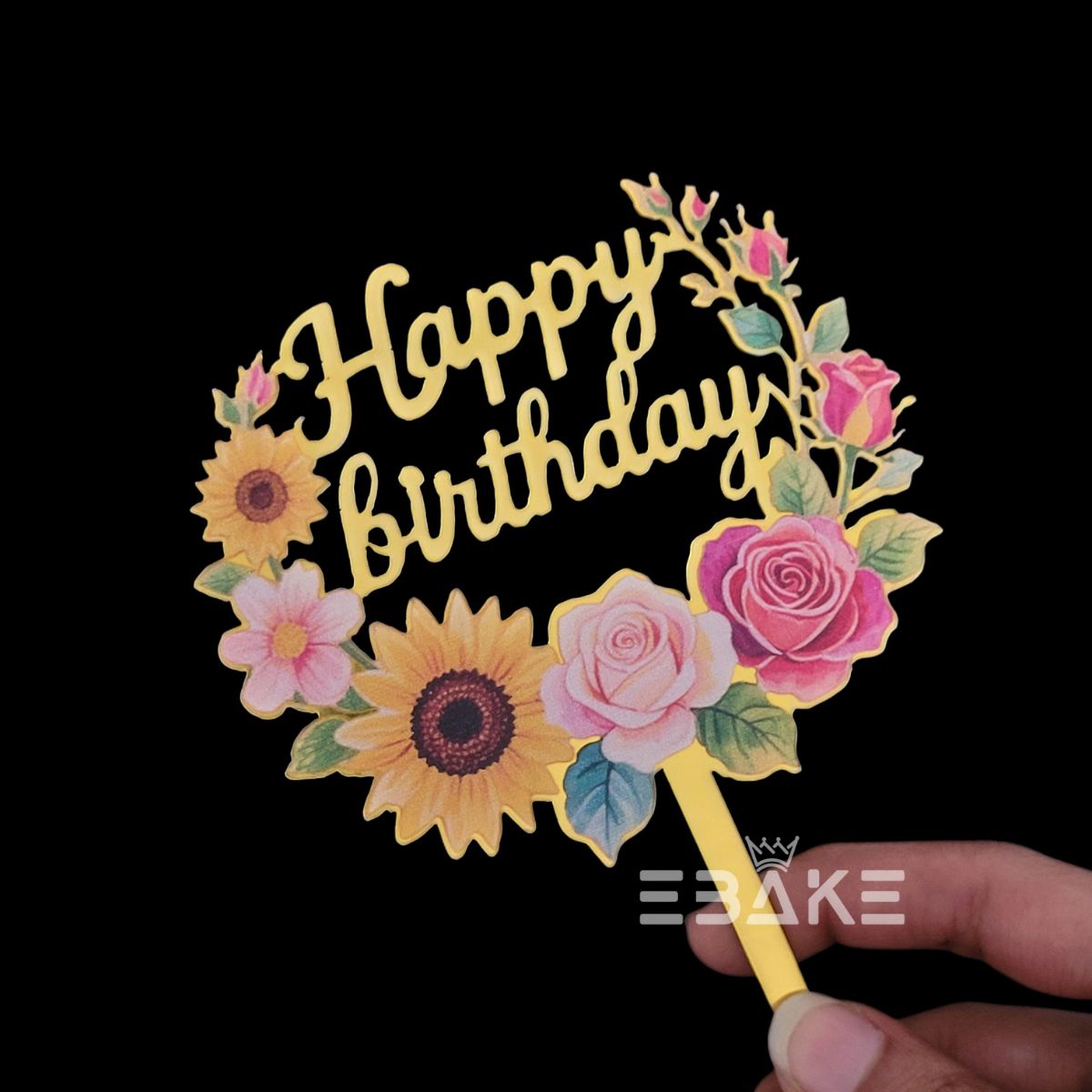 Happy Birthday Graphic Acrylic Cake Topper