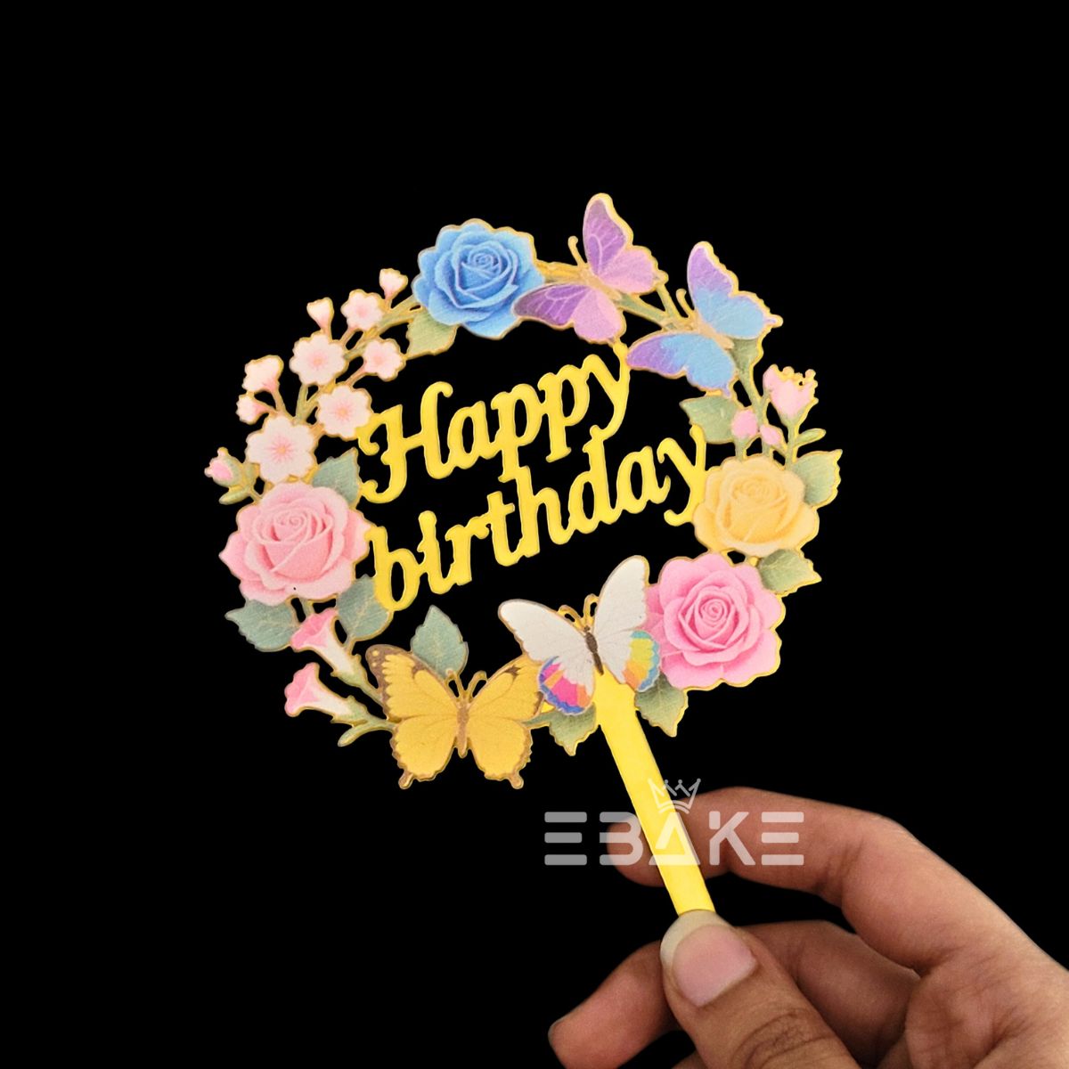 Happy Birthday Graphic Acrylic Cake Topper