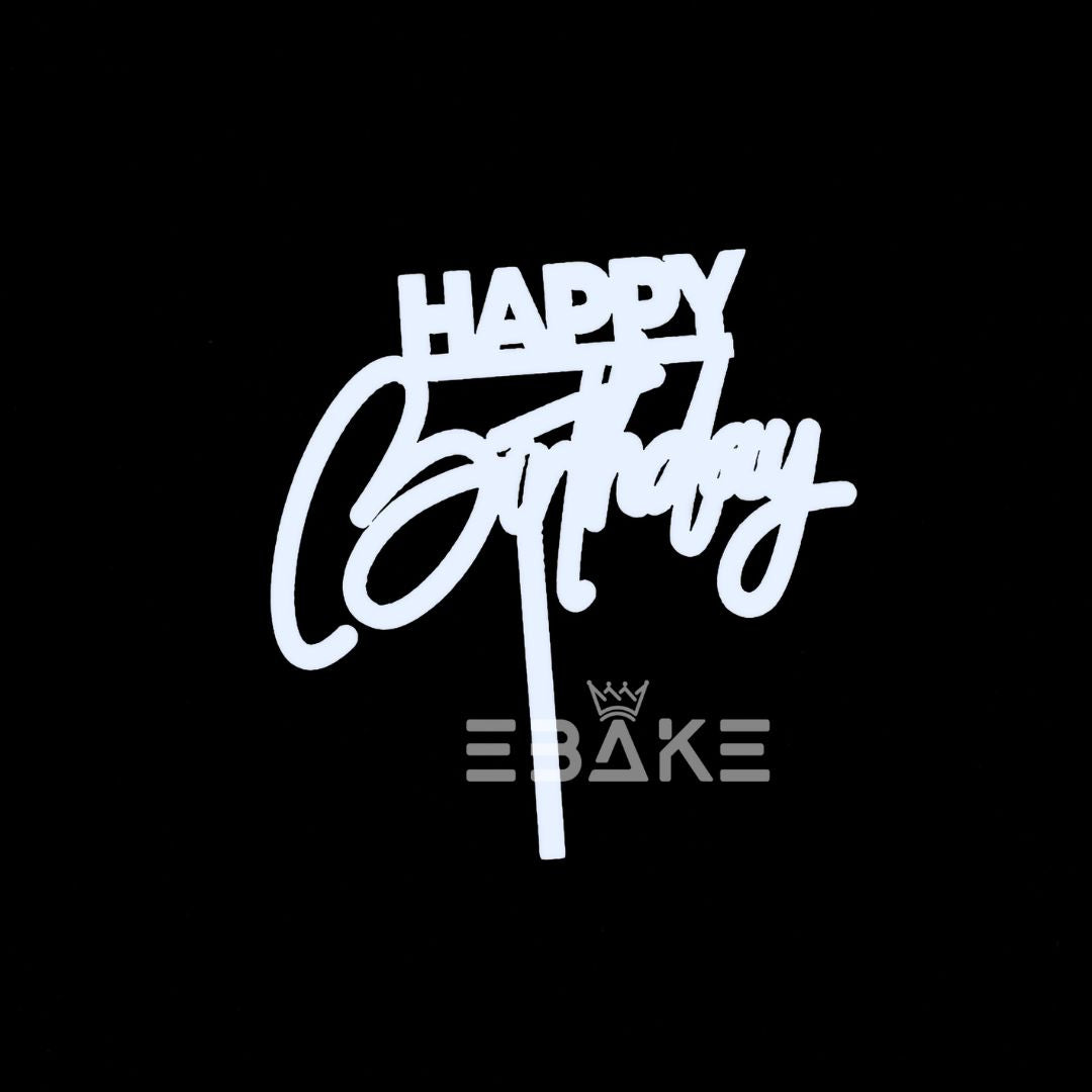 Happy Birthday Mini Topper White