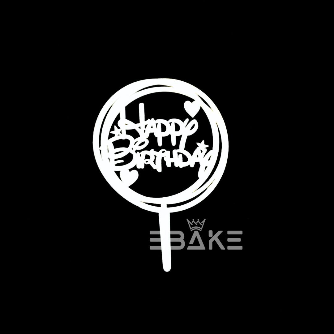 Happy Birthday Mini Topper White