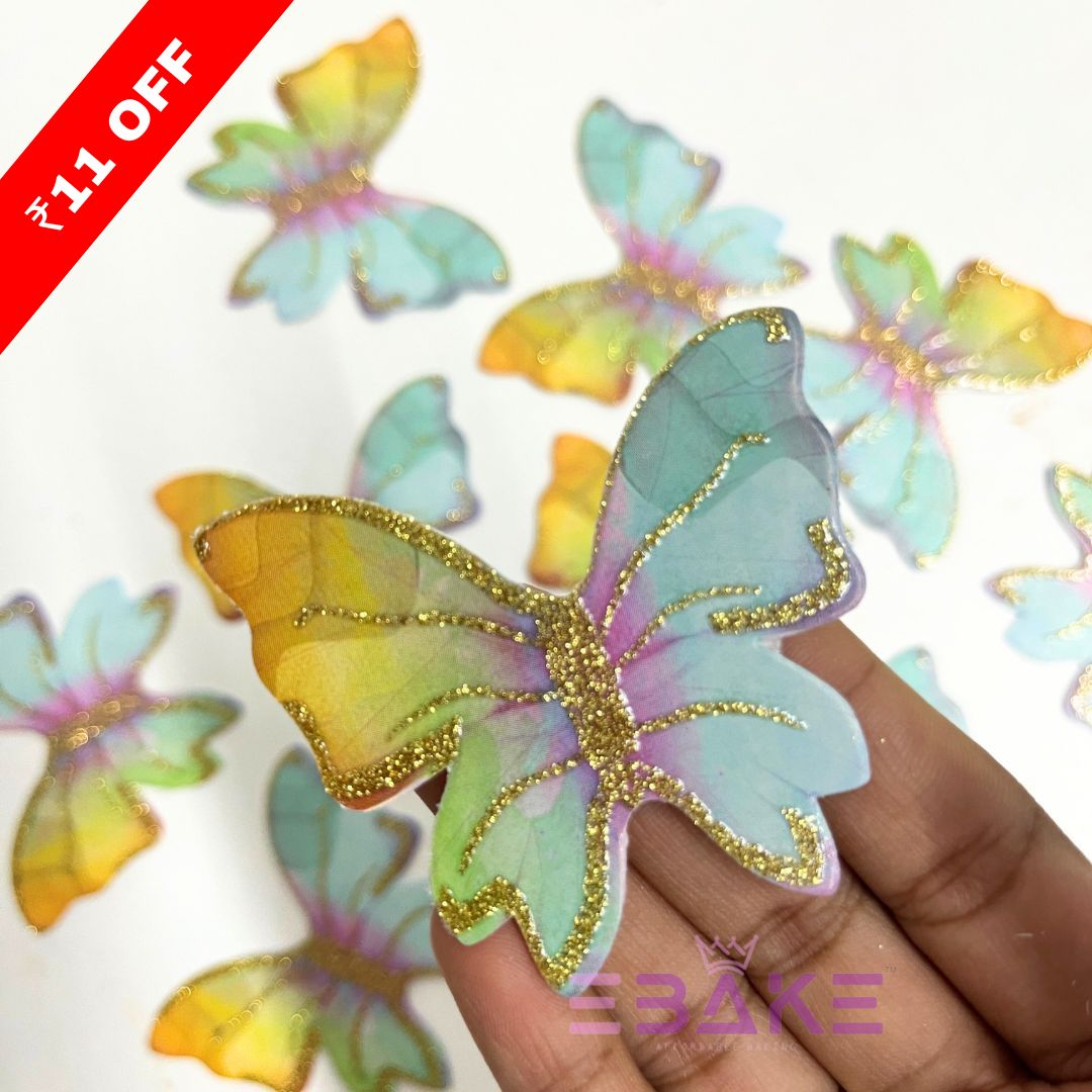 Paper Butterflies With Gold Glitter Foldable (Set of 10 Pieces)