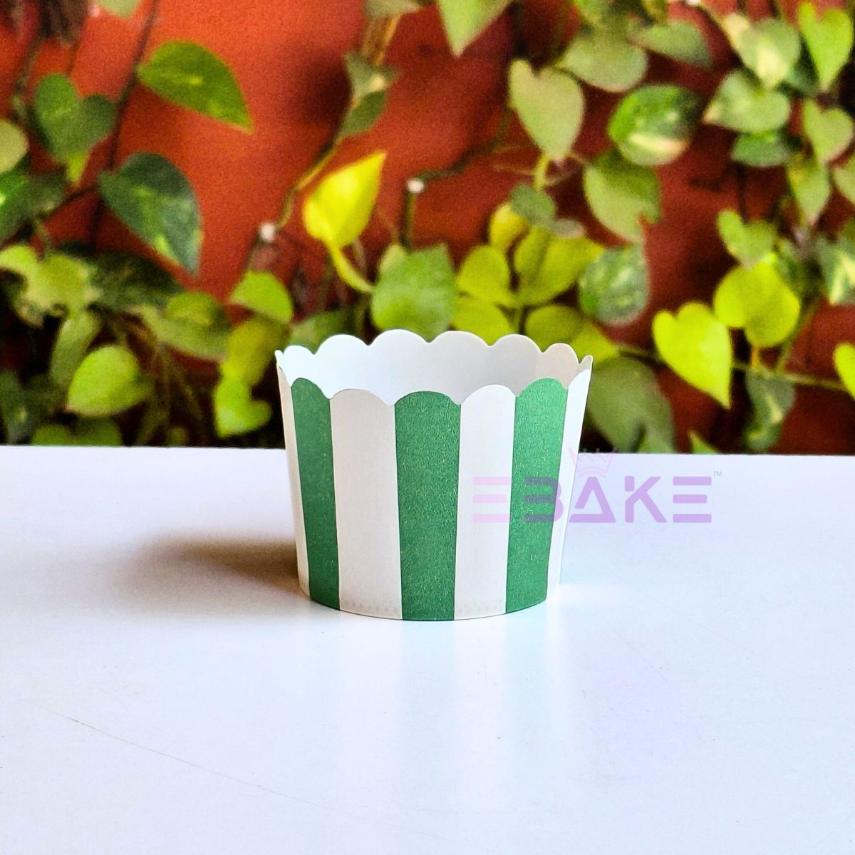 Printed Paper Muffin Cup - Set Of 50 Pieces (Green Stripes)