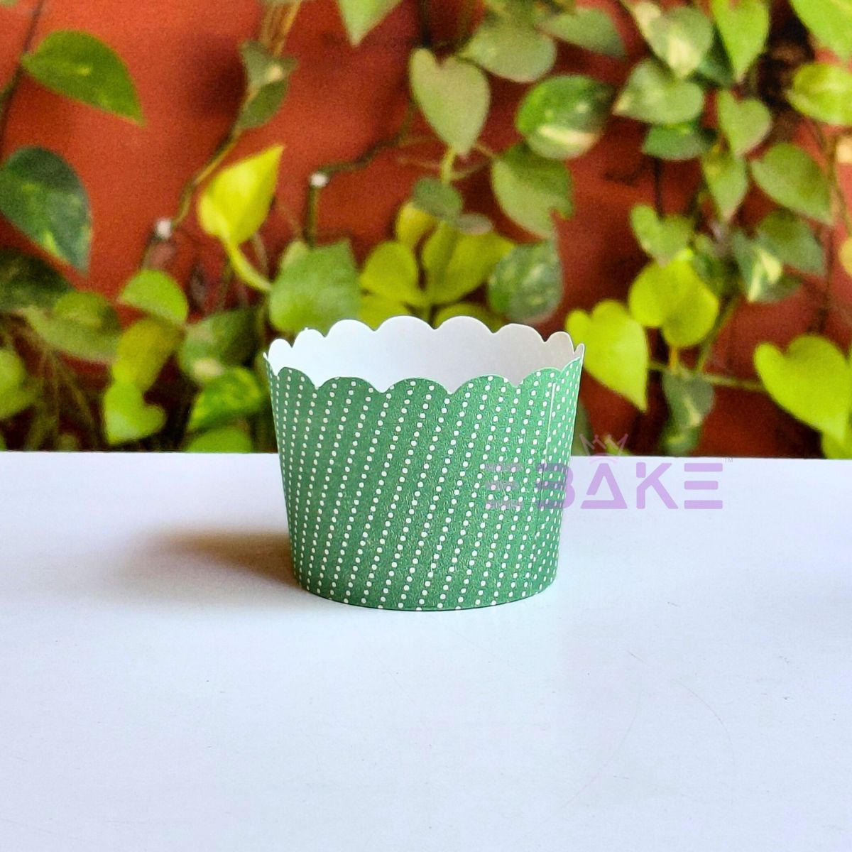 Polka Dot Printed Paper Muffin Cup - Set Of 50 Pieces (Green)