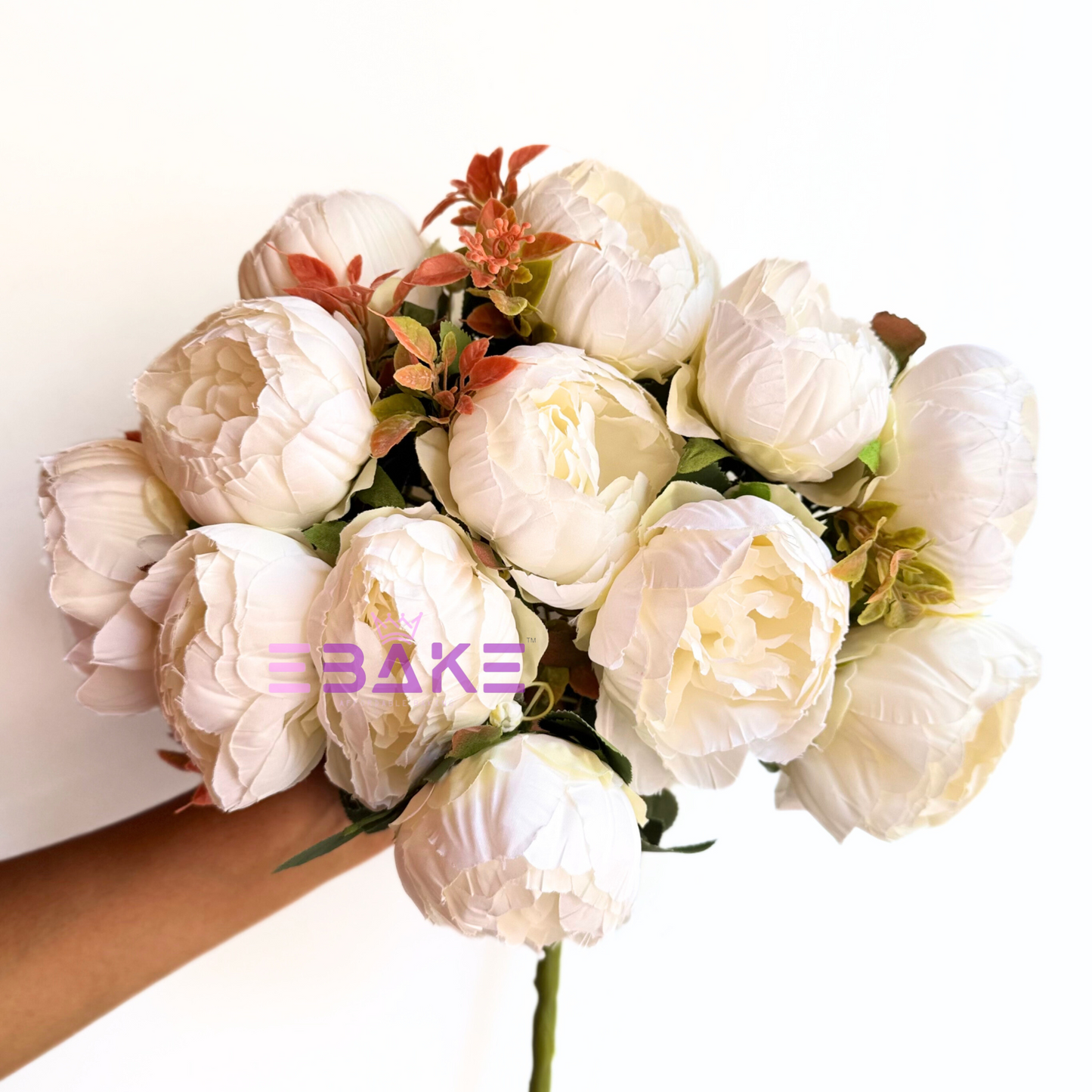 A1458 Premium Jumbo Peony Bunch (12 Peonies With Fillers) White