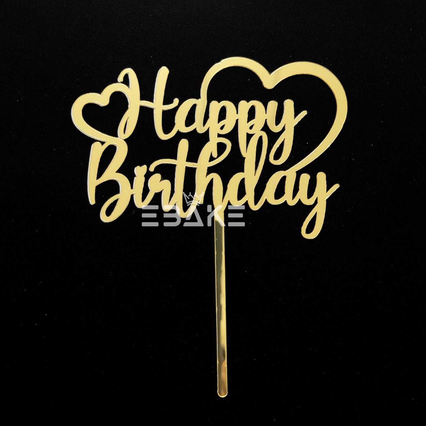 Happy Birthday Cake Topper Golden