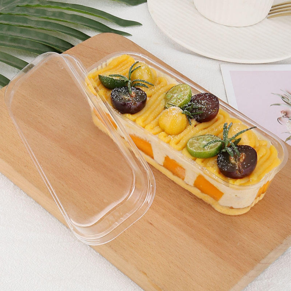 Rectangle PET Plastic Disposable Clear Container With Lid For Desserts