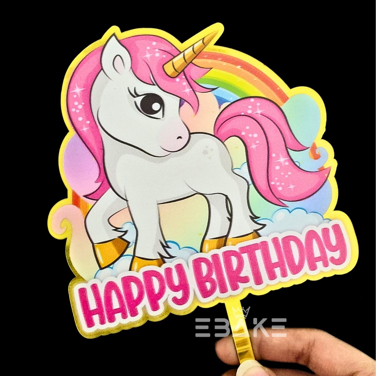 Unicorn Printed Acrylic Cake Topper