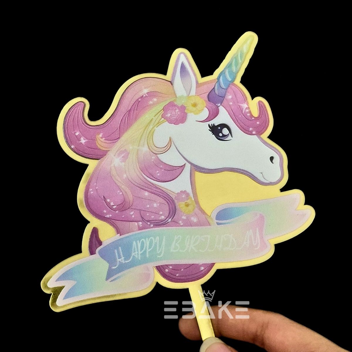 Unicorn Printed Acrylic Cake Topper