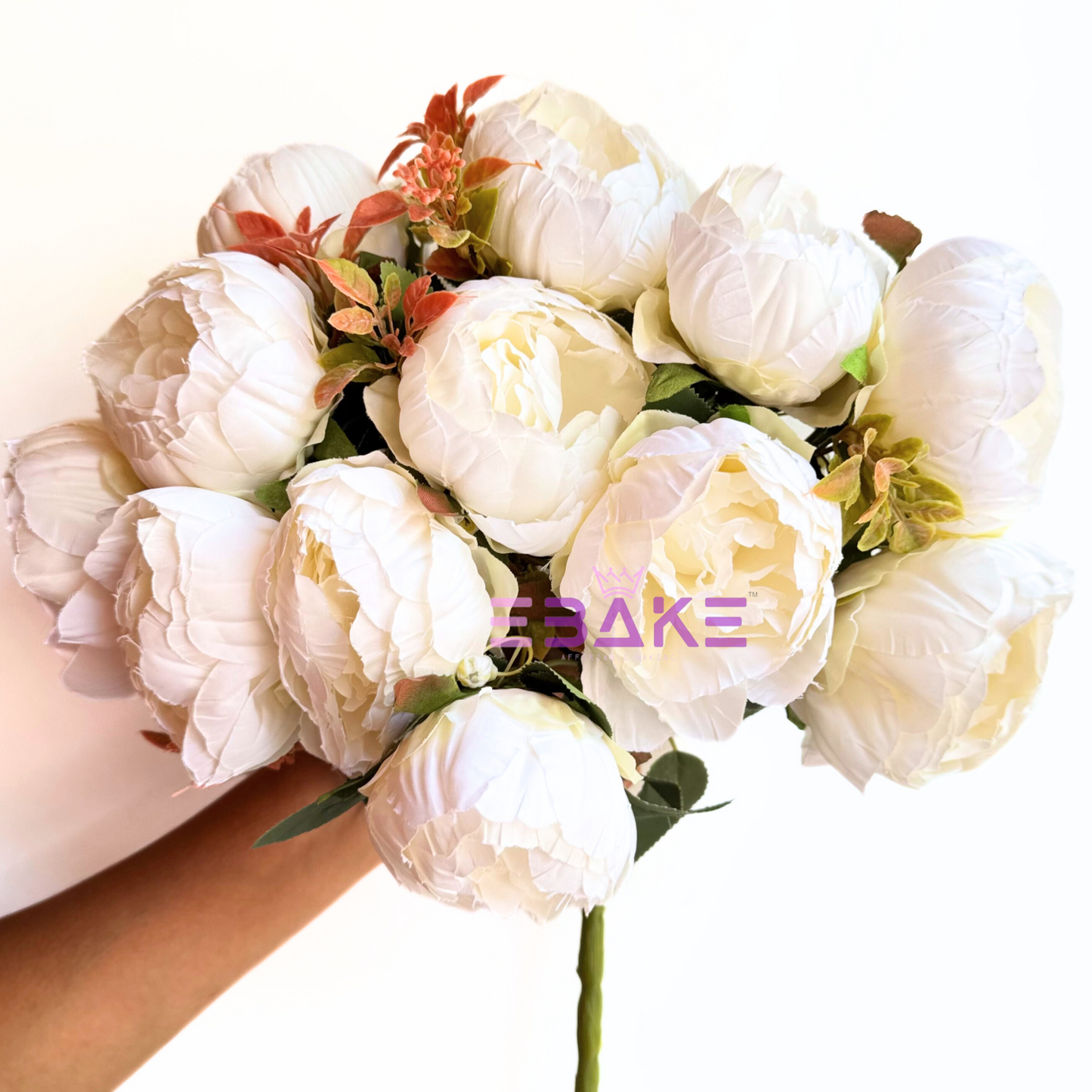 A1458 Premium Jumbo Peony Bunch (12 Peonies With Fillers) White