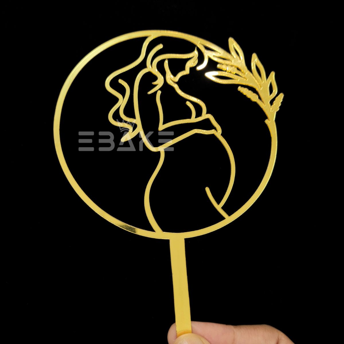 Baby Shower Cake Topper Line Art Pregnant Lady