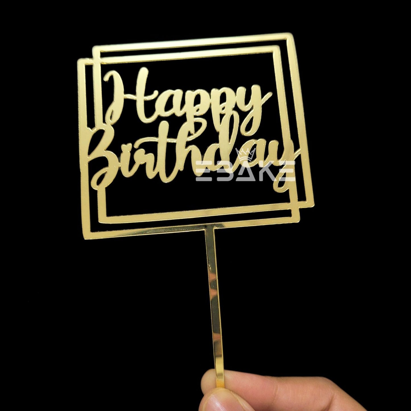 Happy Birthday Cake Topper Golden