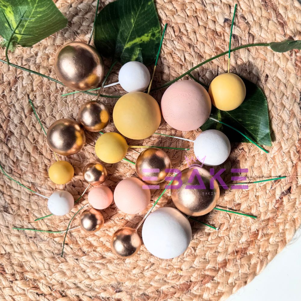 Yellow Mix Faux Balls- Set Of 20 Pieces