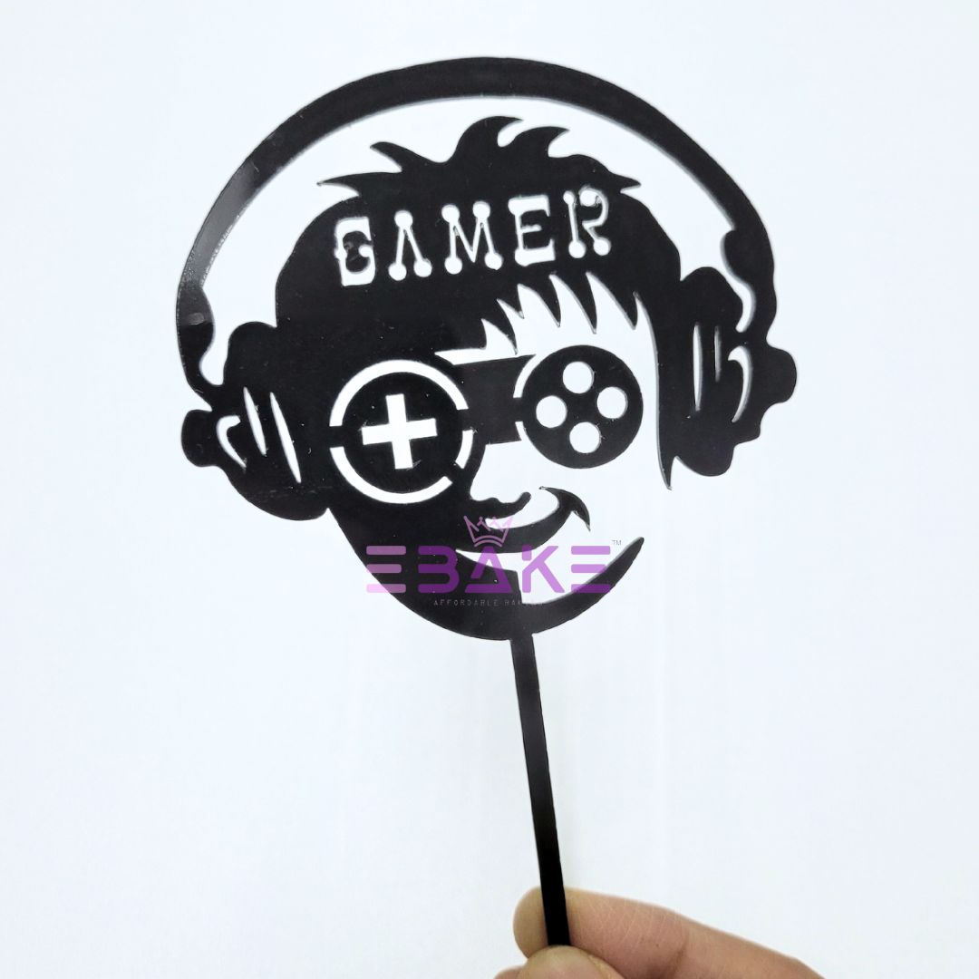 Gamer Cake Topper Black - Birthday