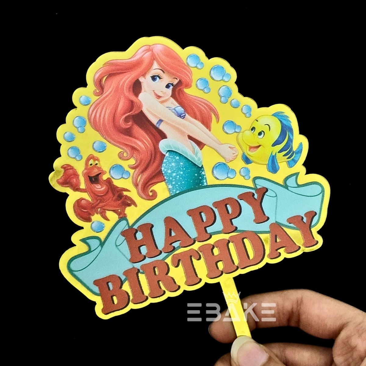 Mermaid Printed Acrylic Cake Topper