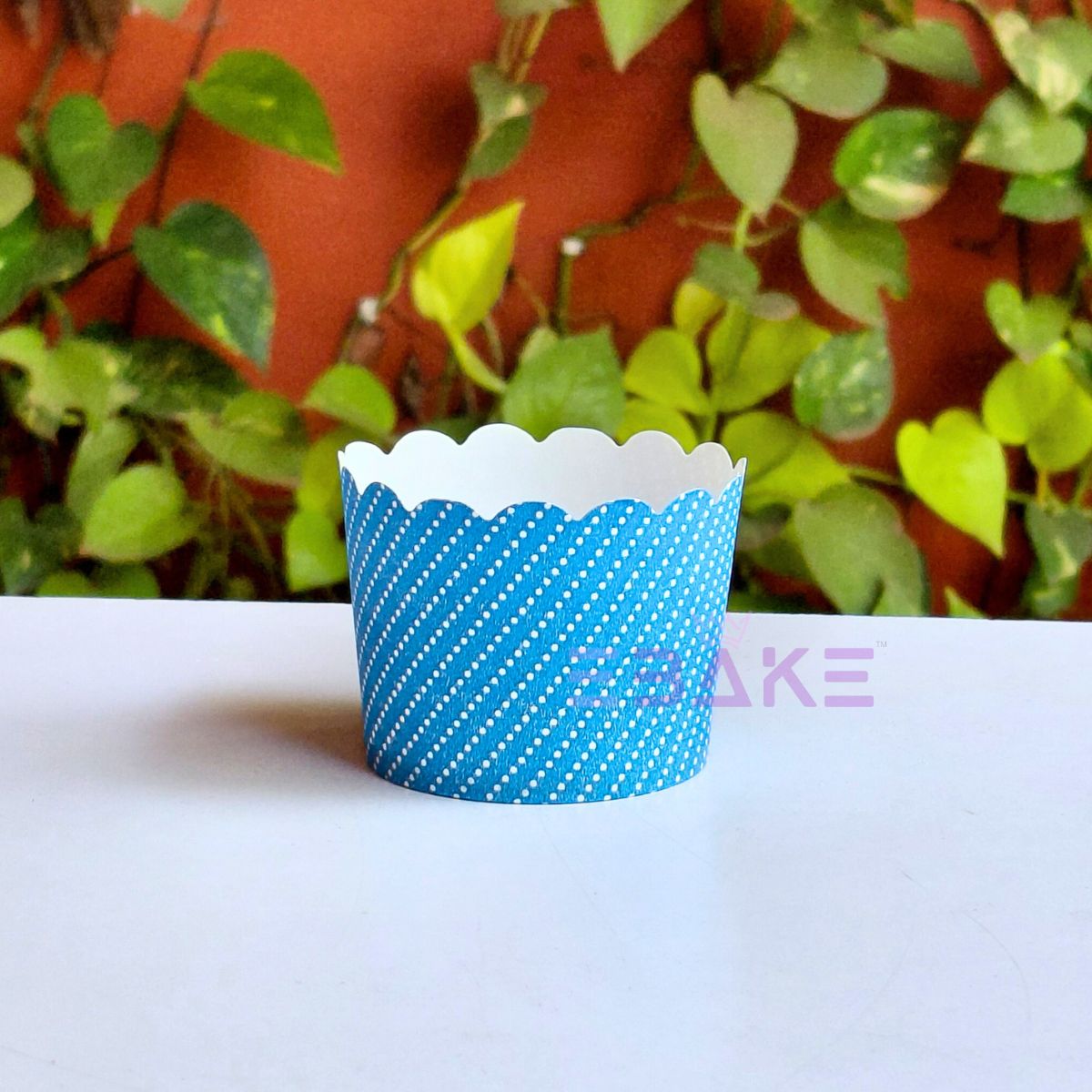 Polka Dot Printed Paper Muffin Cup - Set Of 50 Pieces (Blue)