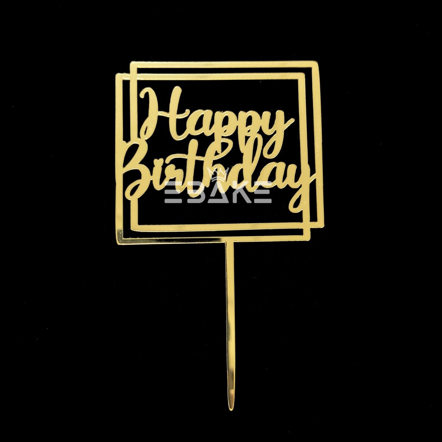 Happy Birthday Cake Topper Golden