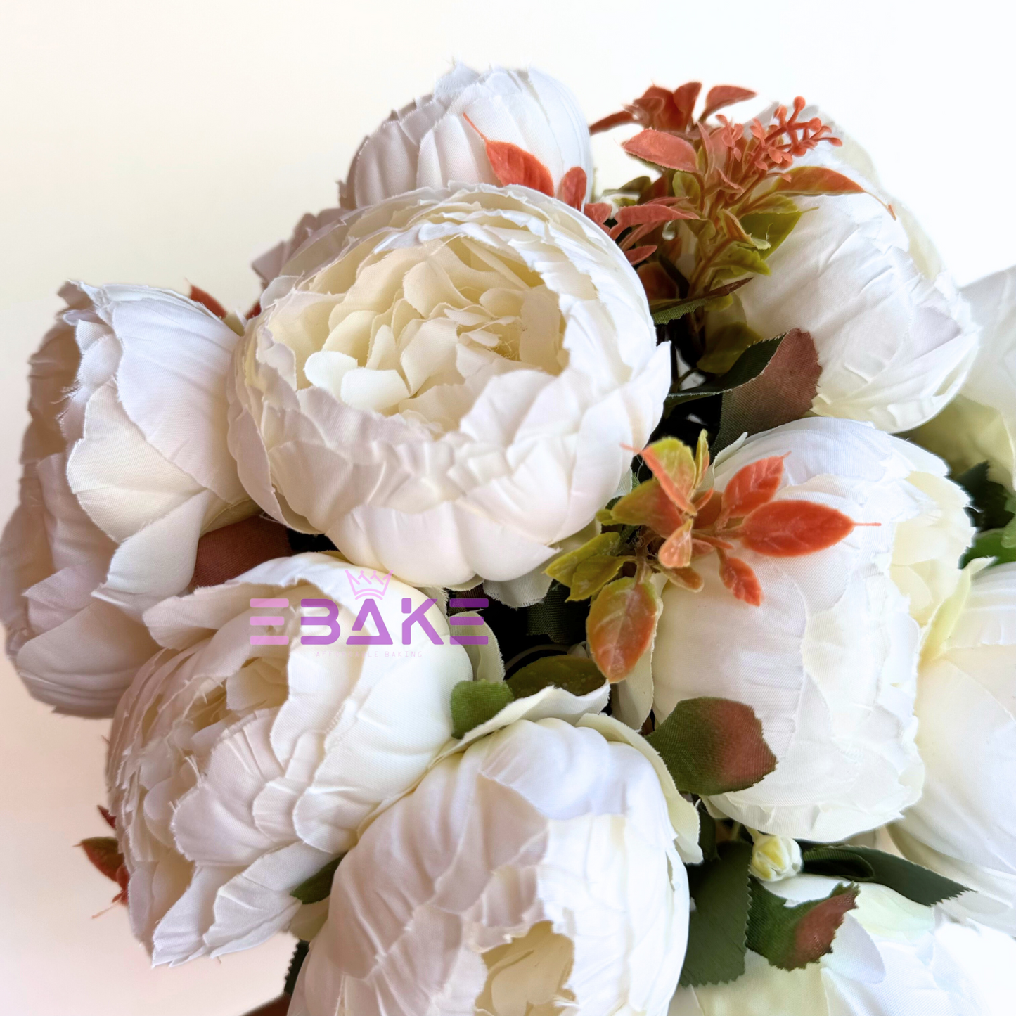 A1458 Premium Jumbo Peony Bunch (12 Peonies With Fillers) White