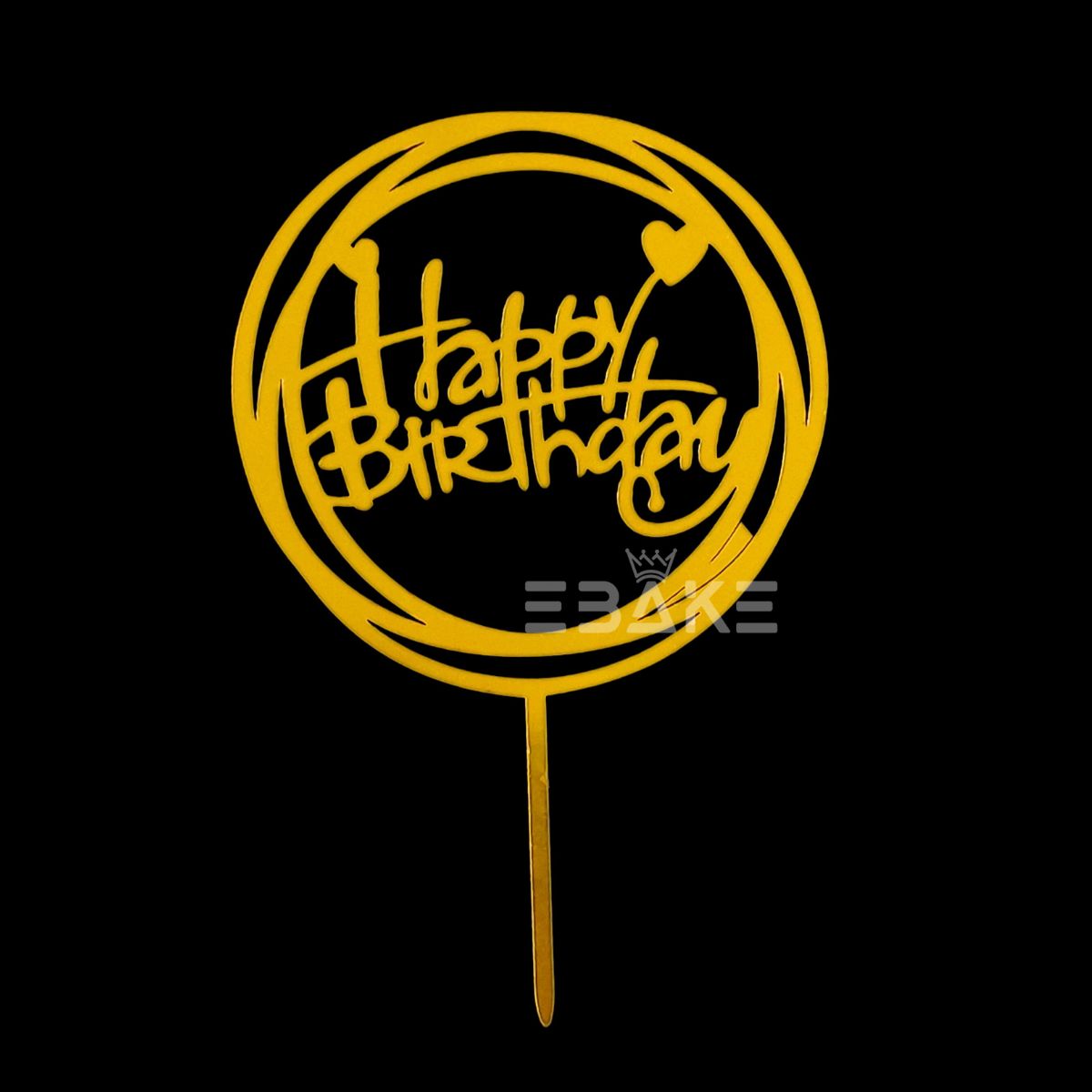 Happy Birthday Cake Topper Golden