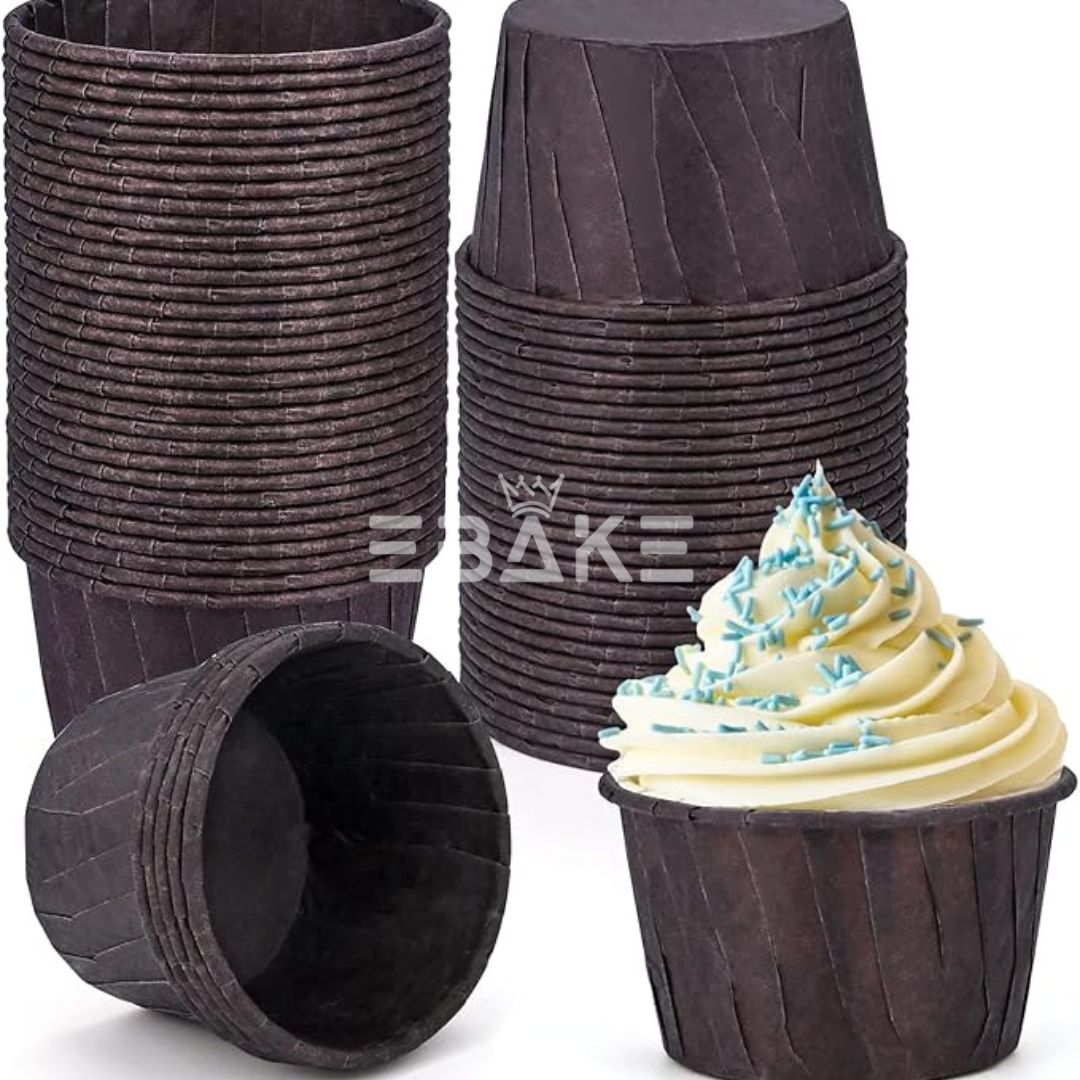 Imported Rolled Rim Muffin Cup / Cupcake Liners - Black (Set of 50 pieces) Small