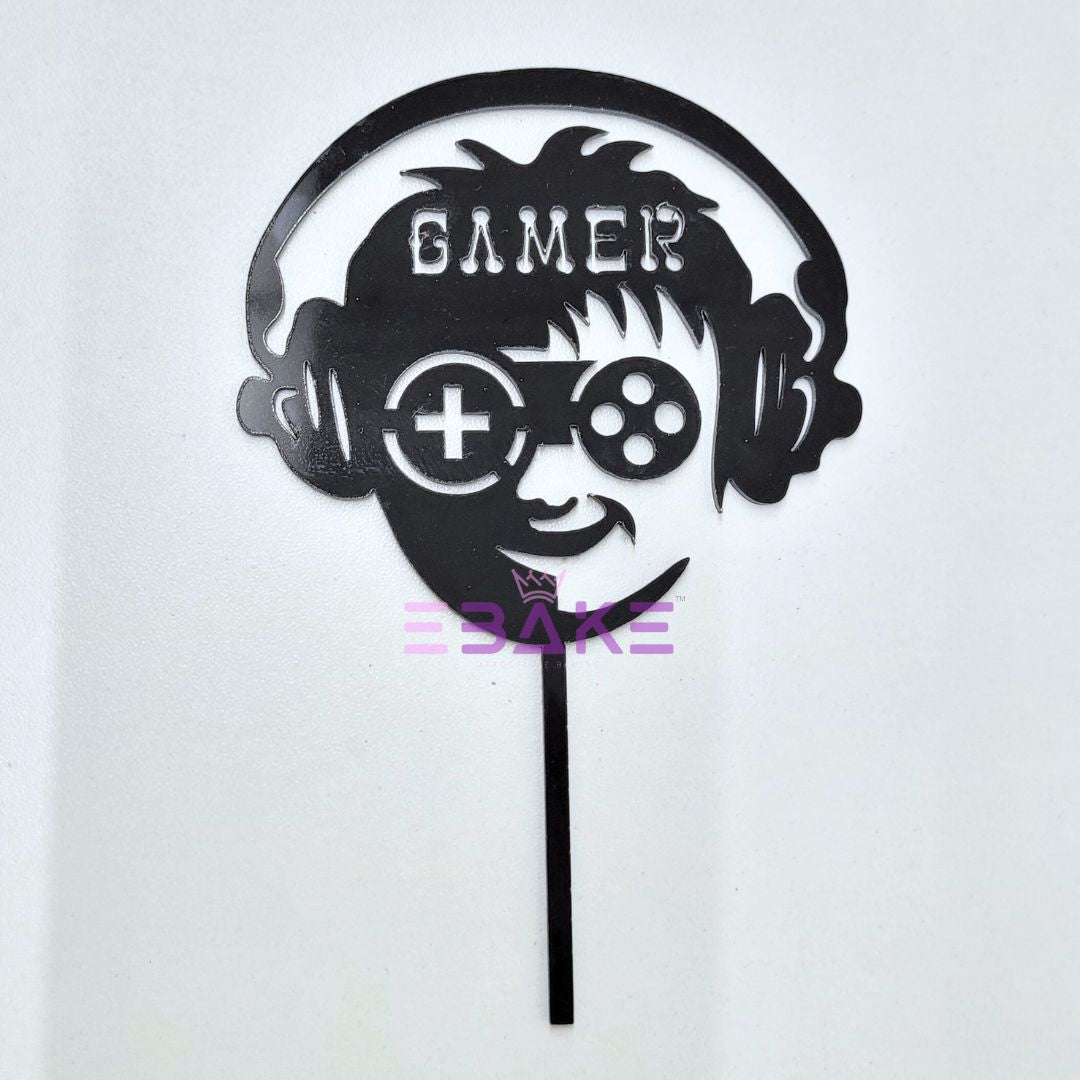 Gamer Cake Topper Black - Birthday