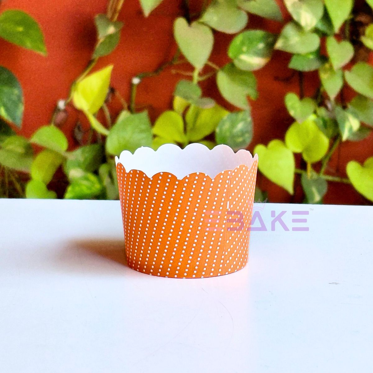 Polka Dot Printed Paper Muffin Cup - Set Of 50 Pieces (Orange)