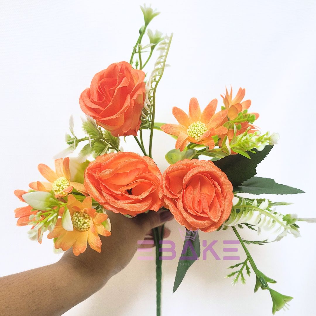 A1445 Orange Rose Bunch (3 Roses With Fillers)