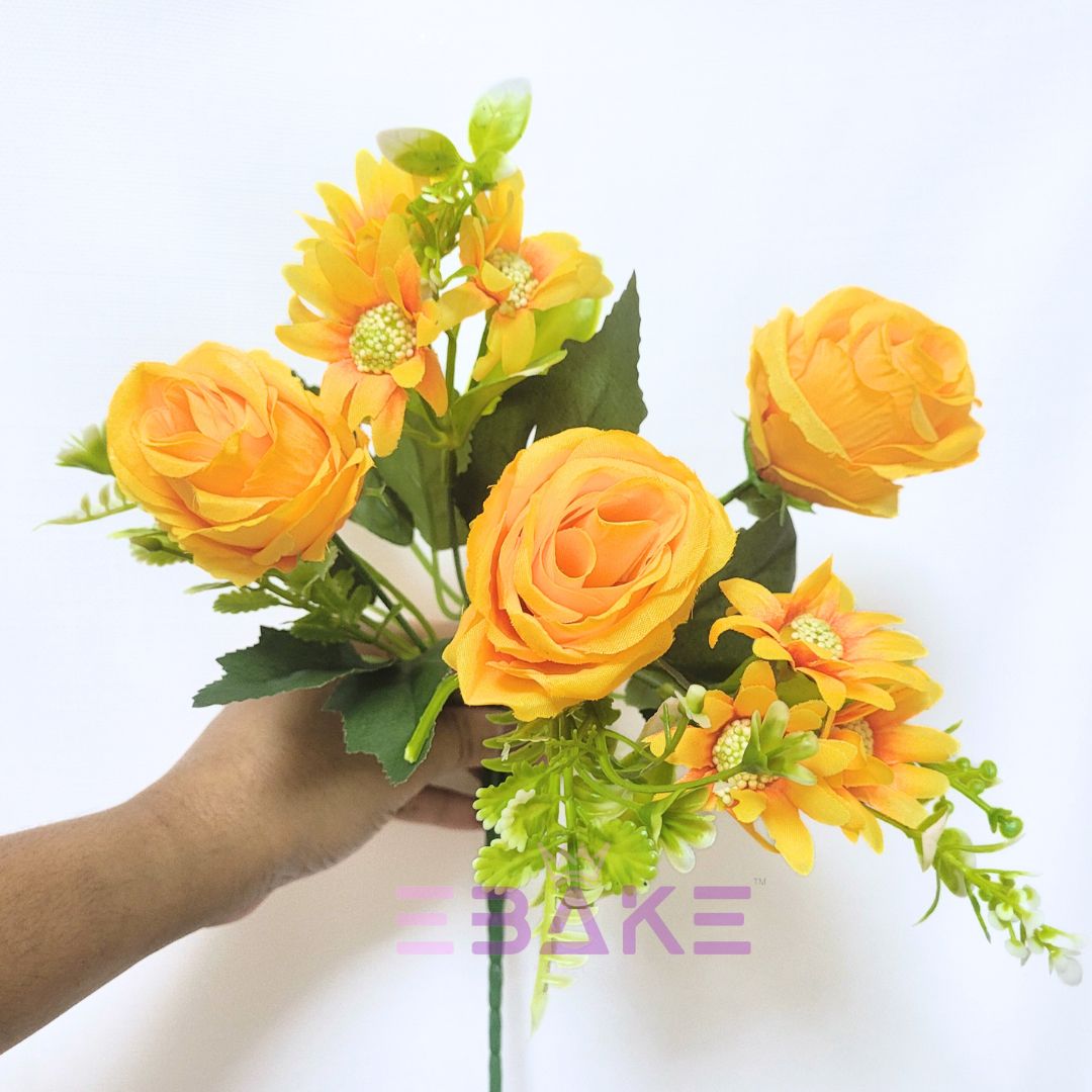A1182 Yellow Rose Bunch (3 Roses With Fillers)