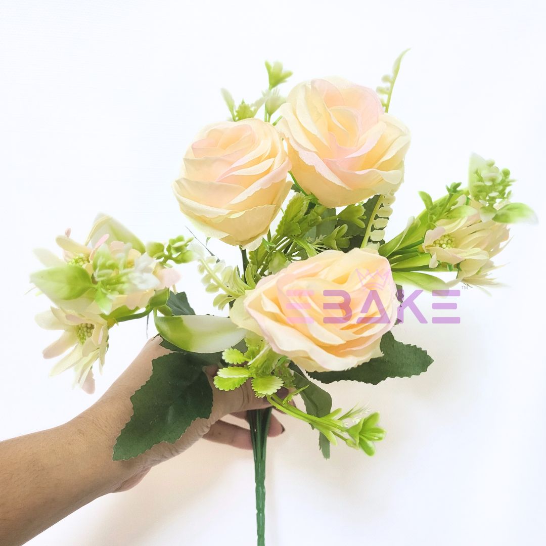 A1184 Shaded Yellow & Pink Rose Bunch (3 Roses With Fillers)