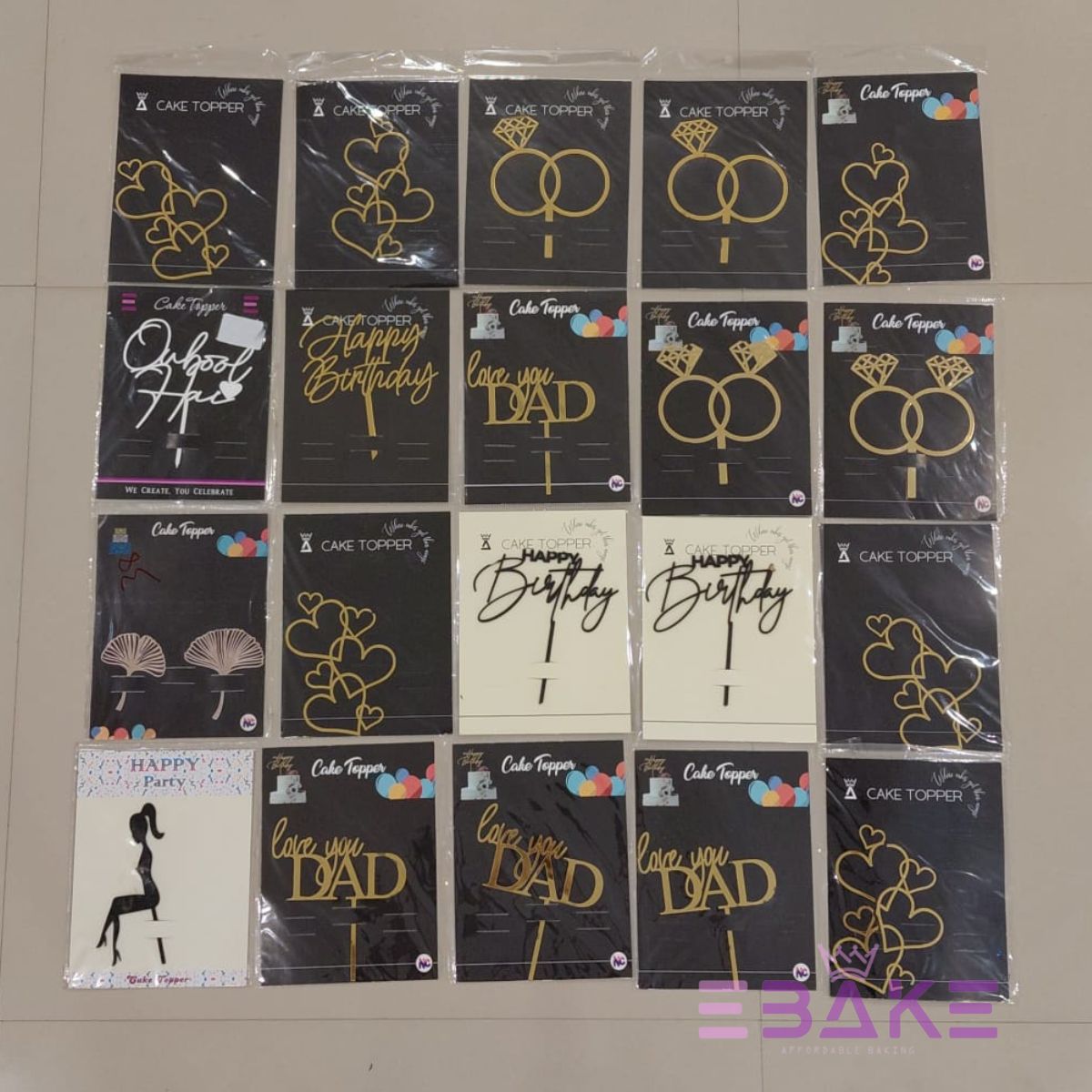 SALE! Assorted Cake toppers 5 Inches 20 pieces - EBSL156