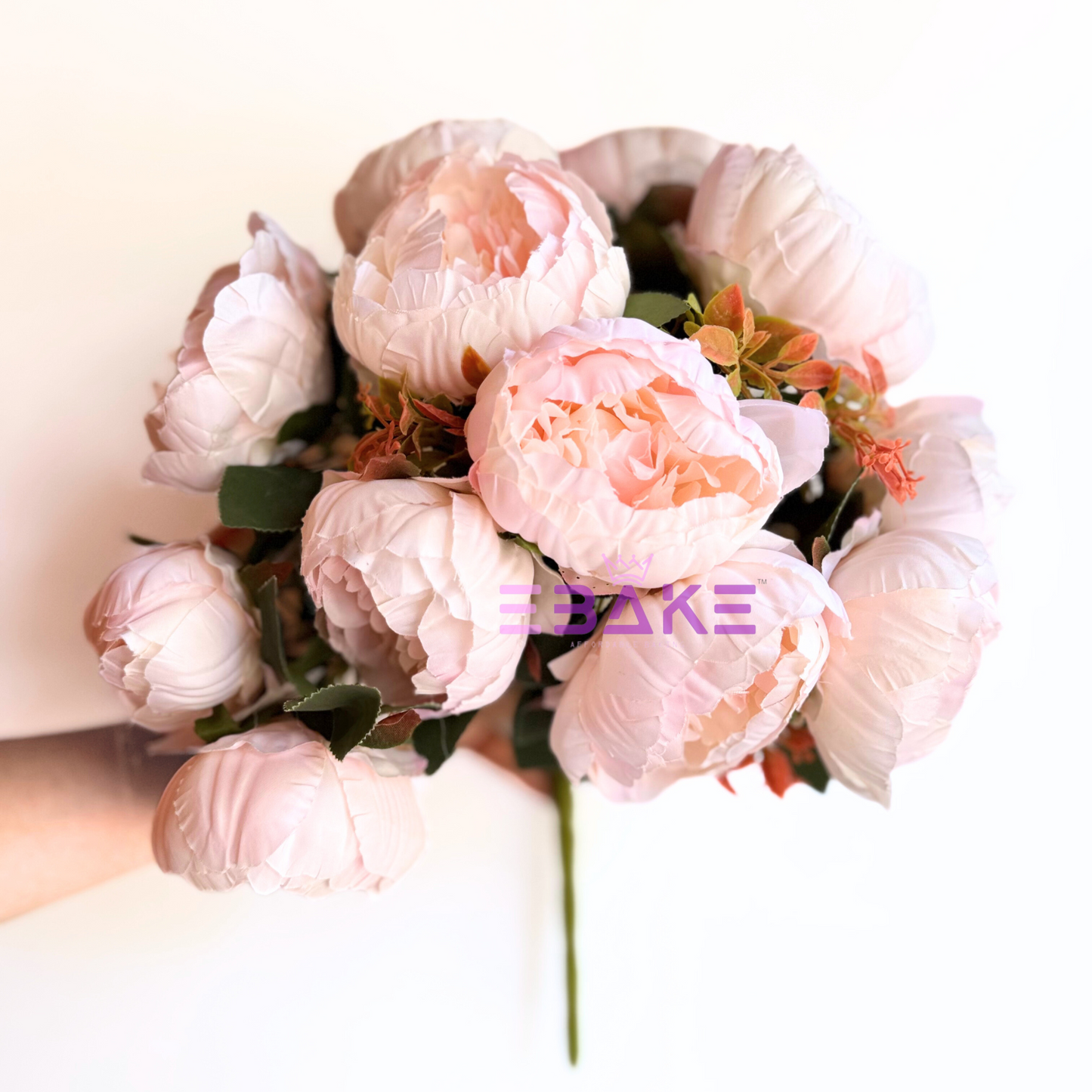 A1459 Premium Jumbo Peony Bunch (12 Peonies With Fillers) Light Pink