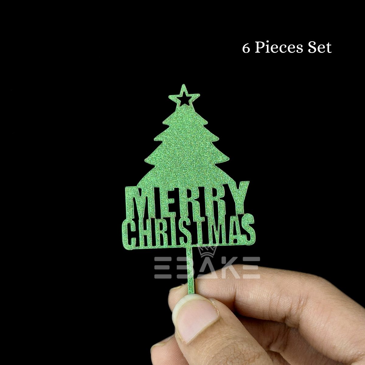 Merry Christmas Mini Cake Topper (Set of 6 Pcs) MDF