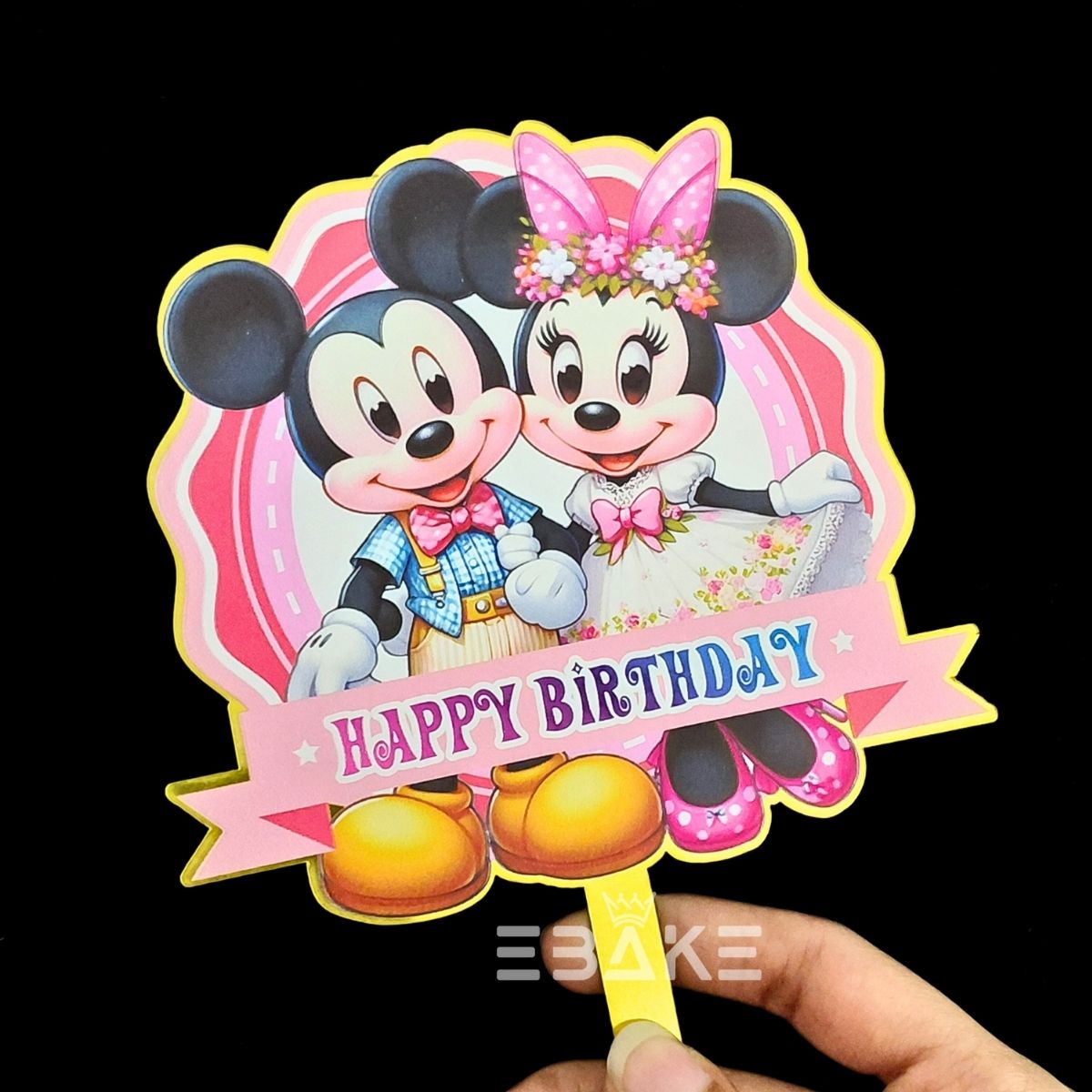 Mickey and Minnie Mouse Printed Acrylic Cake Topper