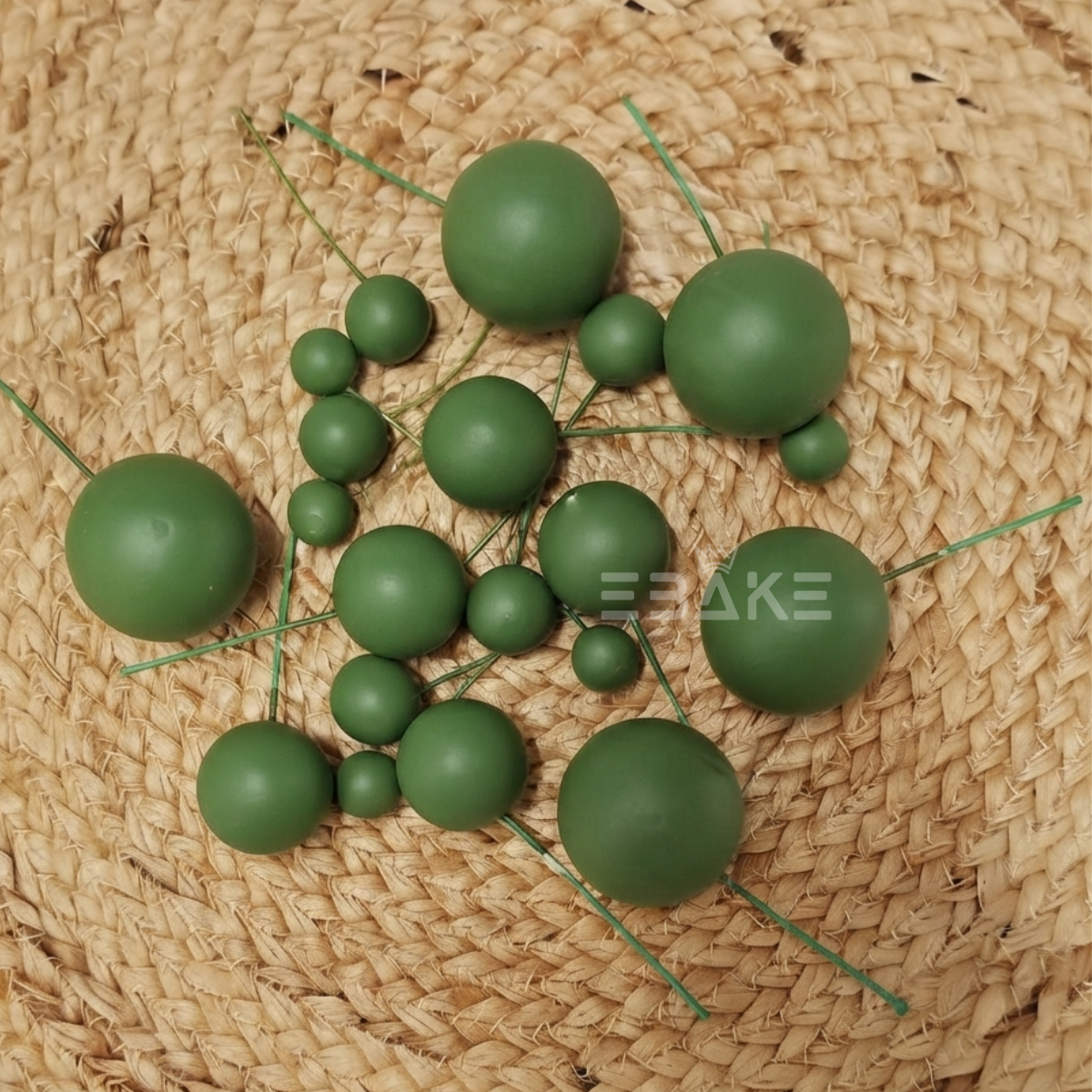 Matte Forest Green Faux Balls - Set Of 20 Pieces