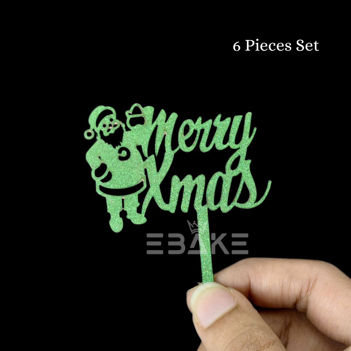 Merry Christmas Mini Cake Topper (Set of 6 Pcs) MDF