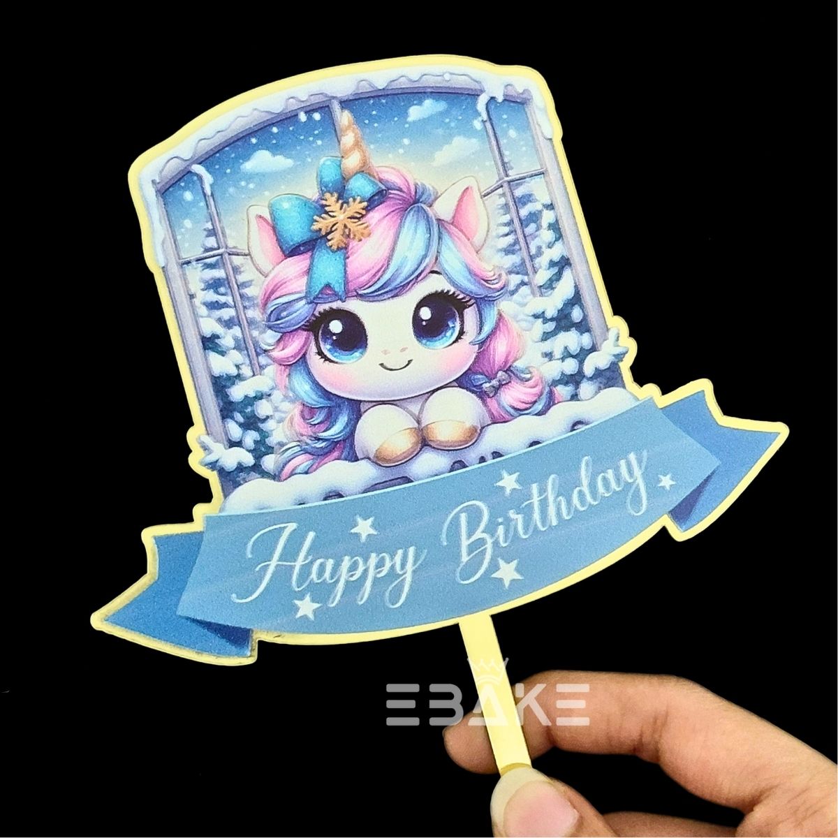 Unicorn Printed Acrylic Cake Topper