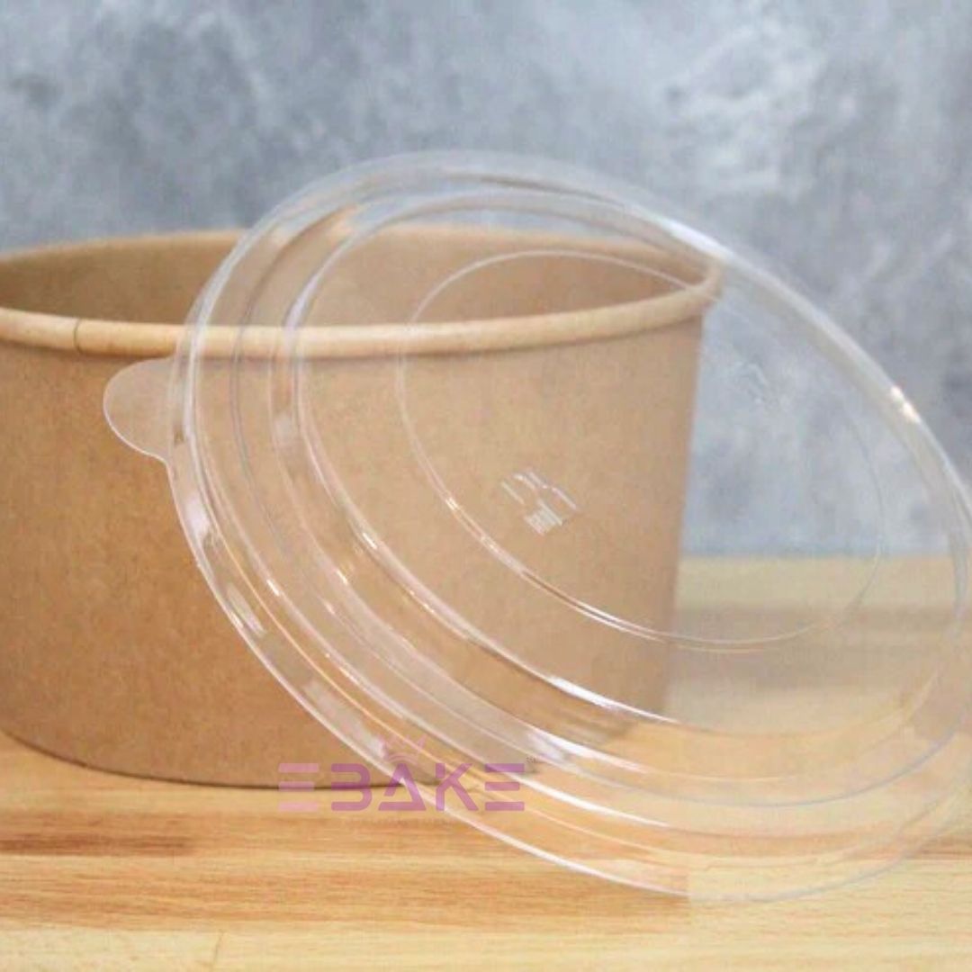 Round Disposable Kraft Paper Containers With Lid (Set of 5) 1000 ml