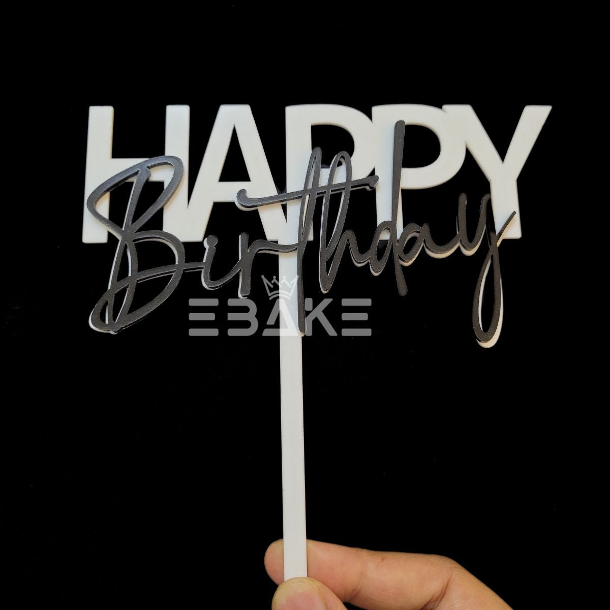 Happy Birthday Double Color Cake Topper