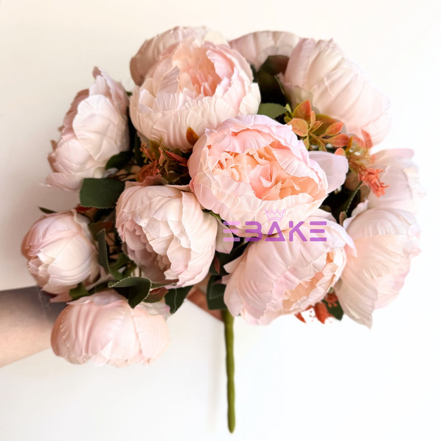 A1459 Premium Jumbo Peony Bunch (12 Peonies With Fillers) Light Pink